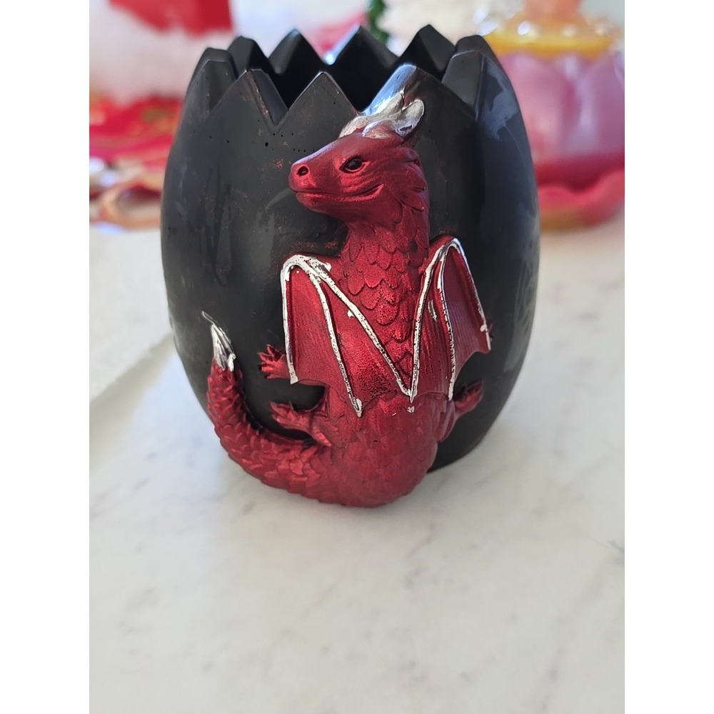 Handmade Resin Pencil Holder Small Planter Decoration Gift Red Black. 634